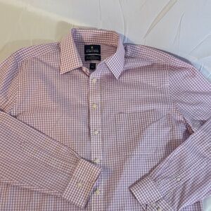 Stafford Men's Light Pink Gingham Dress Shirt Size 16.5 (34-35)